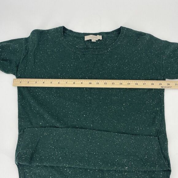 ANN Taylor LOFT Sweater Women's Small Green Christmas Knit Hi-Low Hem Pullover - Picture 5 of 9